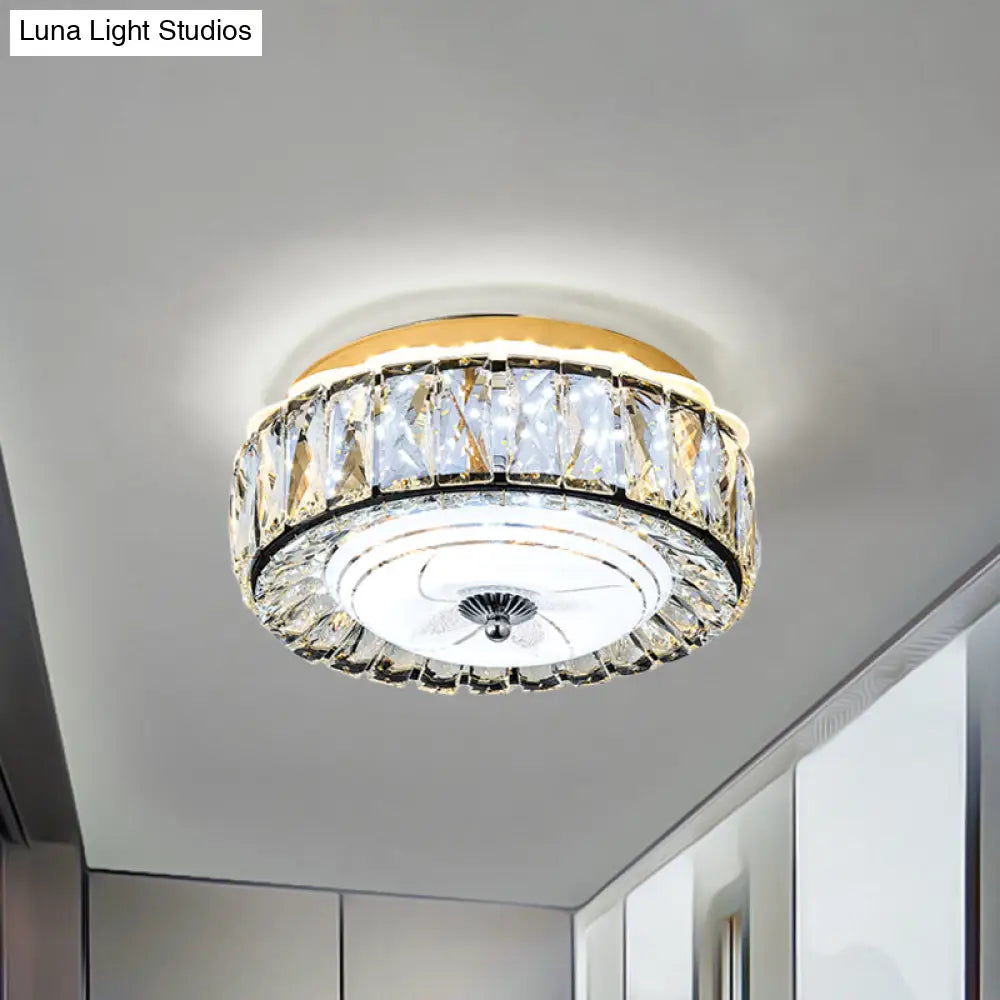 Contemporary Black Crystal Block Led Ceiling Flush Light For Corridors