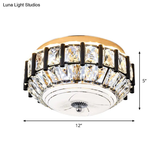 Contemporary Black Crystal Block Led Ceiling Flush Light For Corridors