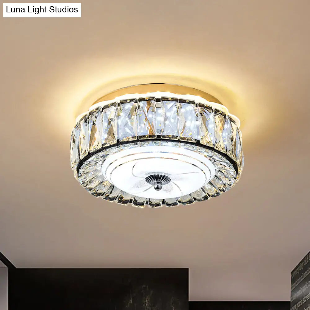 Contemporary Black Crystal Block Led Ceiling Flush Light For Corridors