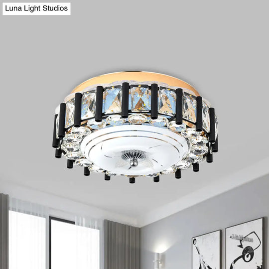 Contemporary Black Crystal Block Led Ceiling Flush Light For Corridors / B