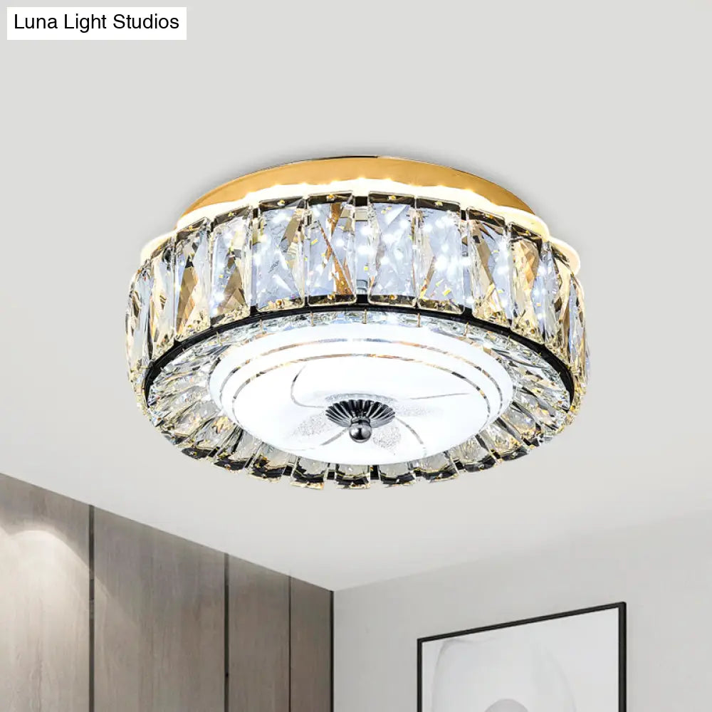 Contemporary Black Crystal Block Led Ceiling Flush Light For Corridors / C