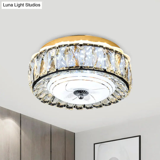 Contemporary Black Crystal Block Led Ceiling Flush Light For Corridors / C