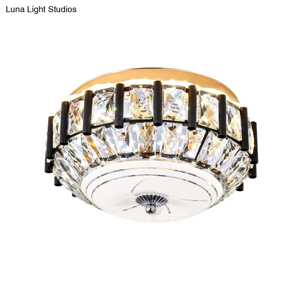 Contemporary Black Crystal Block Led Ceiling Flush Light For Corridors