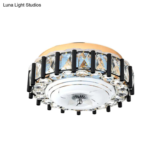 Contemporary Black Crystal Block Led Ceiling Flush Light For Corridors