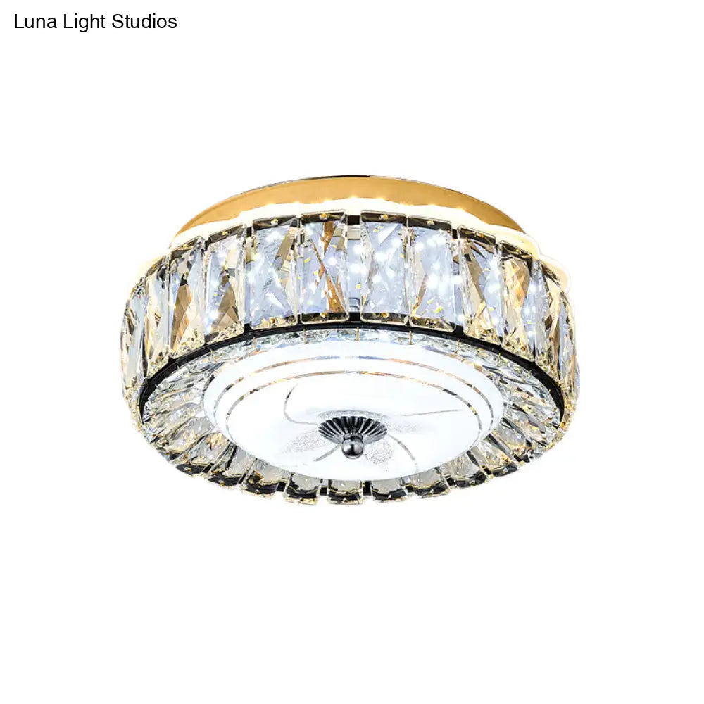Contemporary Black Crystal Block Led Ceiling Flush Light For Corridors