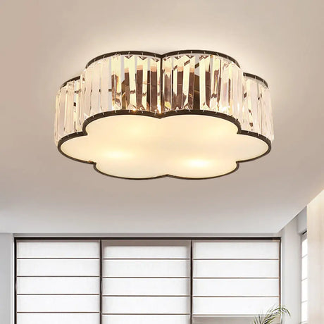 Contemporary Black Crystal Cloud Flush Lamp With 3/4/5 Lights - Bedroom Flushmount Lighting 4 /
