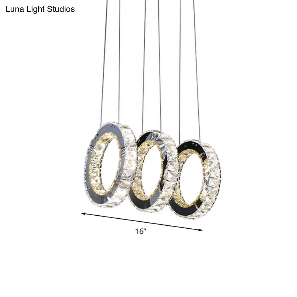 Contemporary Black Crystal Led Pendant Light For Living Room With Down Lighting