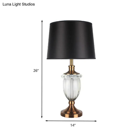 Contemporary Black Crystal Nightstand Lamp With Jar Shape And Task Lighting