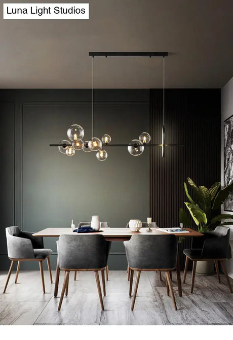 Contemporary Black Glass Pendant Lighting For Dining Table - Island Ceiling Light
