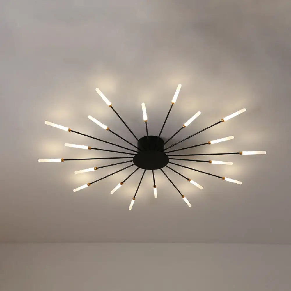 Contemporary Black/Gold Ceiling Light Fixture With Acrylic Led For Bedroom - Semi Flush Mounted