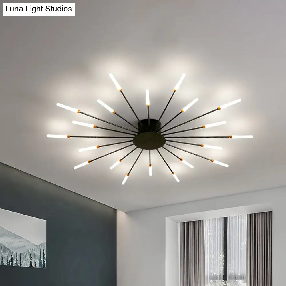 Contemporary Black/Gold Ceiling Light Fixture With Acrylic Led For Bedroom - Semi Flush Mounted
