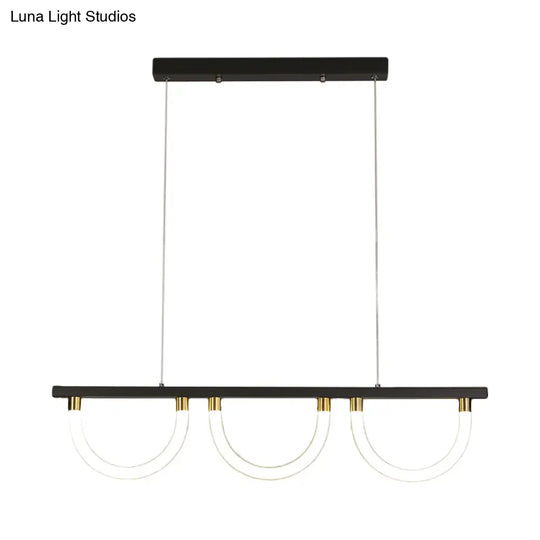 Contemporary Black/Gold Kitchen Island Lamp - Acrylic Semicircle Design (3 Lights)