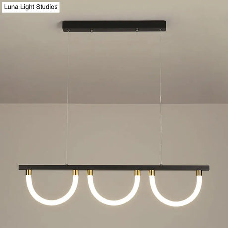 Contemporary Black/Gold Kitchen Island Lamp - Acrylic Semicircle Design (3 Lights)
