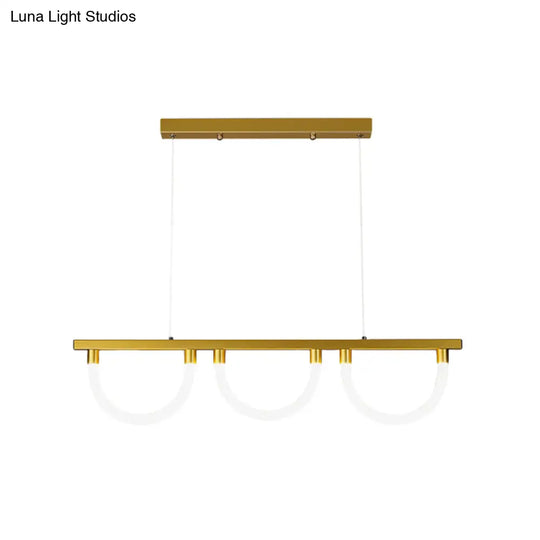 Contemporary Black/Gold Kitchen Island Lamp - Acrylic Semicircle Design (3 Lights)