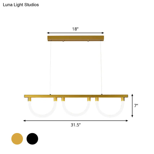 Contemporary Black/Gold Kitchen Island Lamp - Acrylic Semicircle Design (3 Lights)