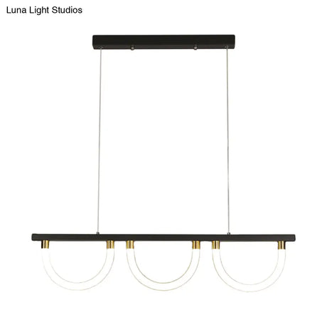 Contemporary Black/Gold Kitchen Island Lamp - Acrylic Semicircle Design (3 Lights)