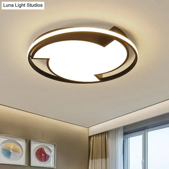 Contemporary Black Led Flush Mount Ceiling Light Black / Warm