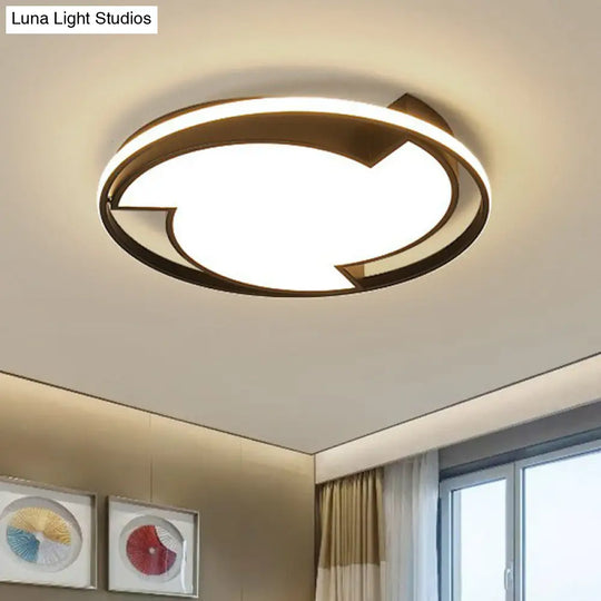 Contemporary Black Led Flush Mount Ceiling Light Black / Warm