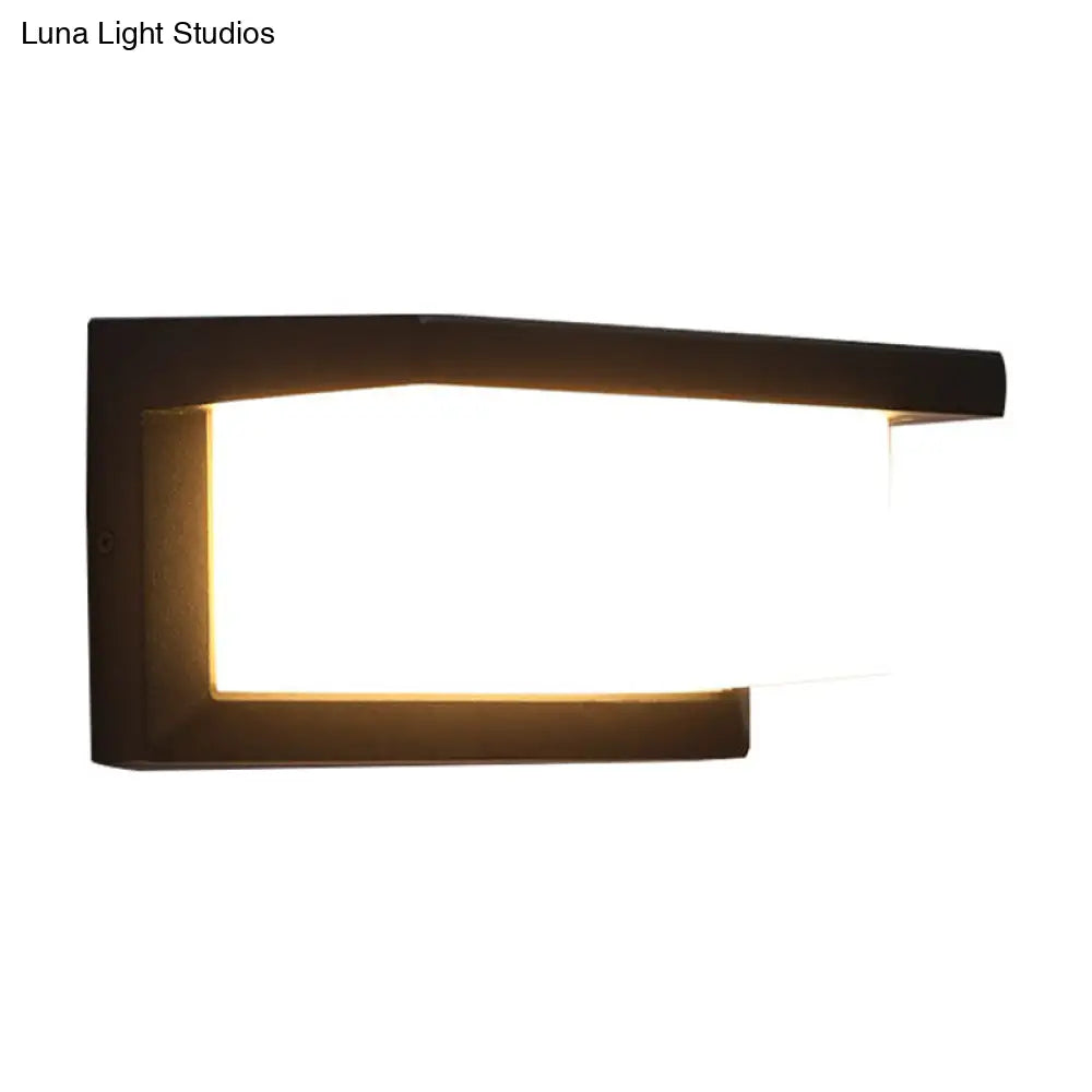 Contemporary Black Led Wall Lamp For Courtyard - Flush Mount Sconce