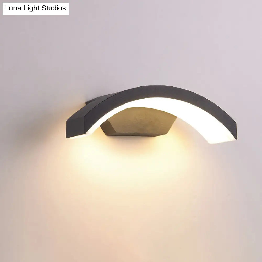 Contemporary Black Led Wall Lamp For Courtyard - Flush Mount Sconce