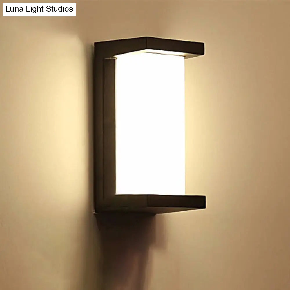 Contemporary Black Led Wall Lamp For Courtyard - Flush Mount Sconce