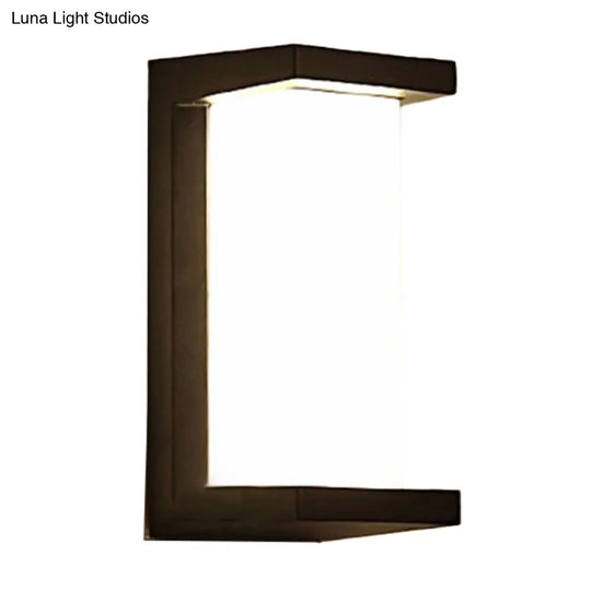 Contemporary Black Led Wall Lamp For Courtyard - Flush Mount Sconce