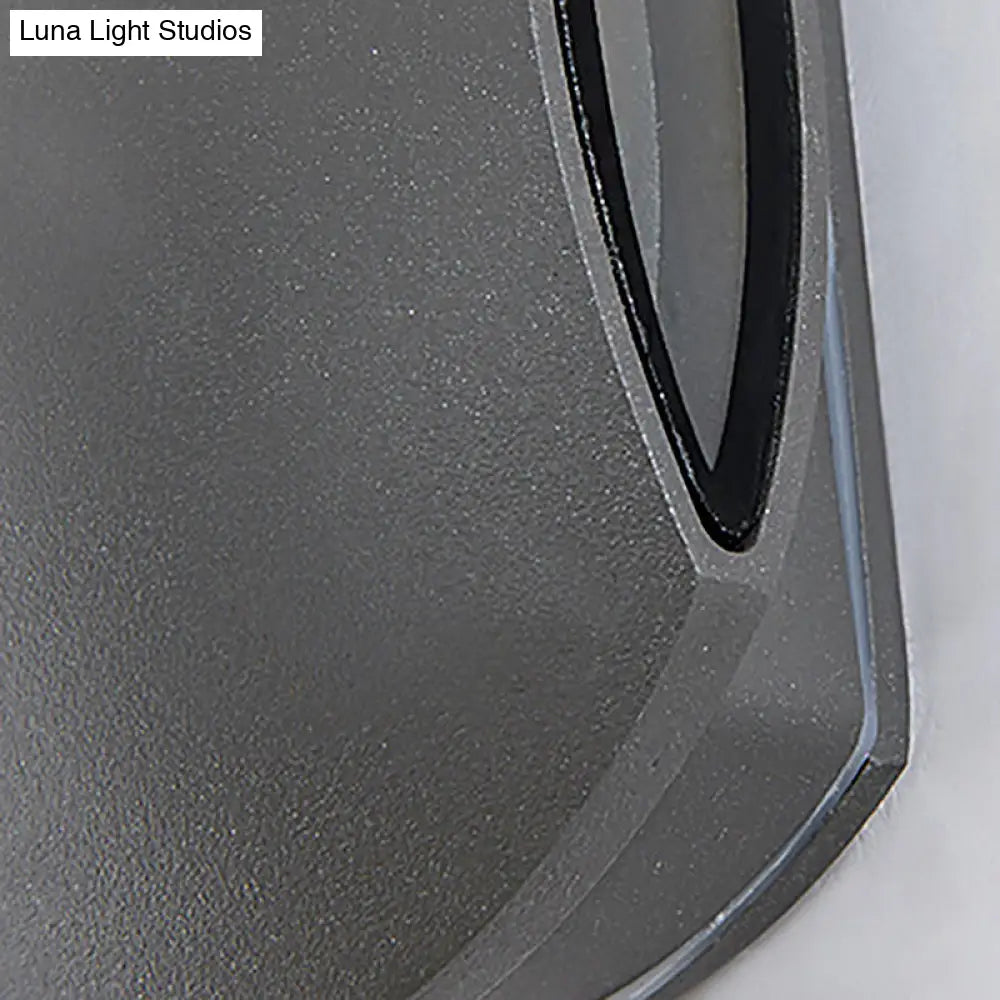 Contemporary Black Outdoor Round Wall Light Sconce - Aluminum Fixture Warm/White