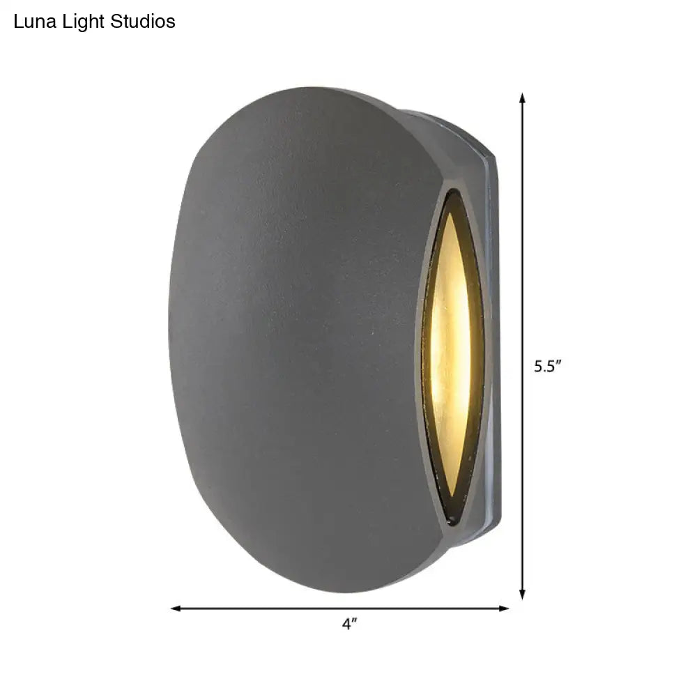 Contemporary Black Outdoor Round Wall Light Sconce - Aluminum Fixture Warm/White