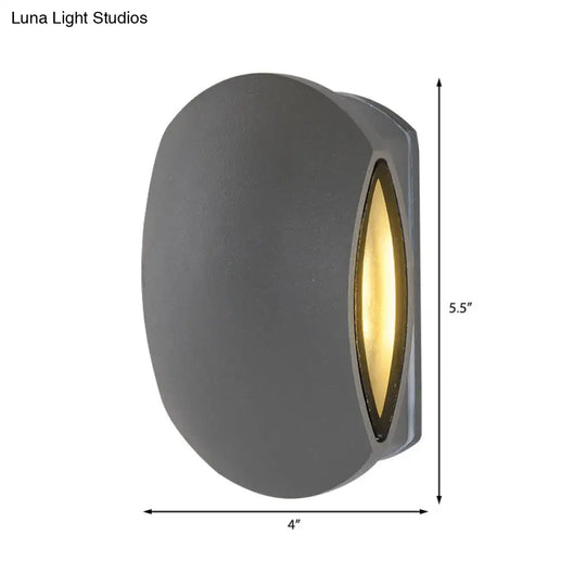 Contemporary Black Outdoor Round Wall Light Sconce - Aluminum Fixture Warm/White