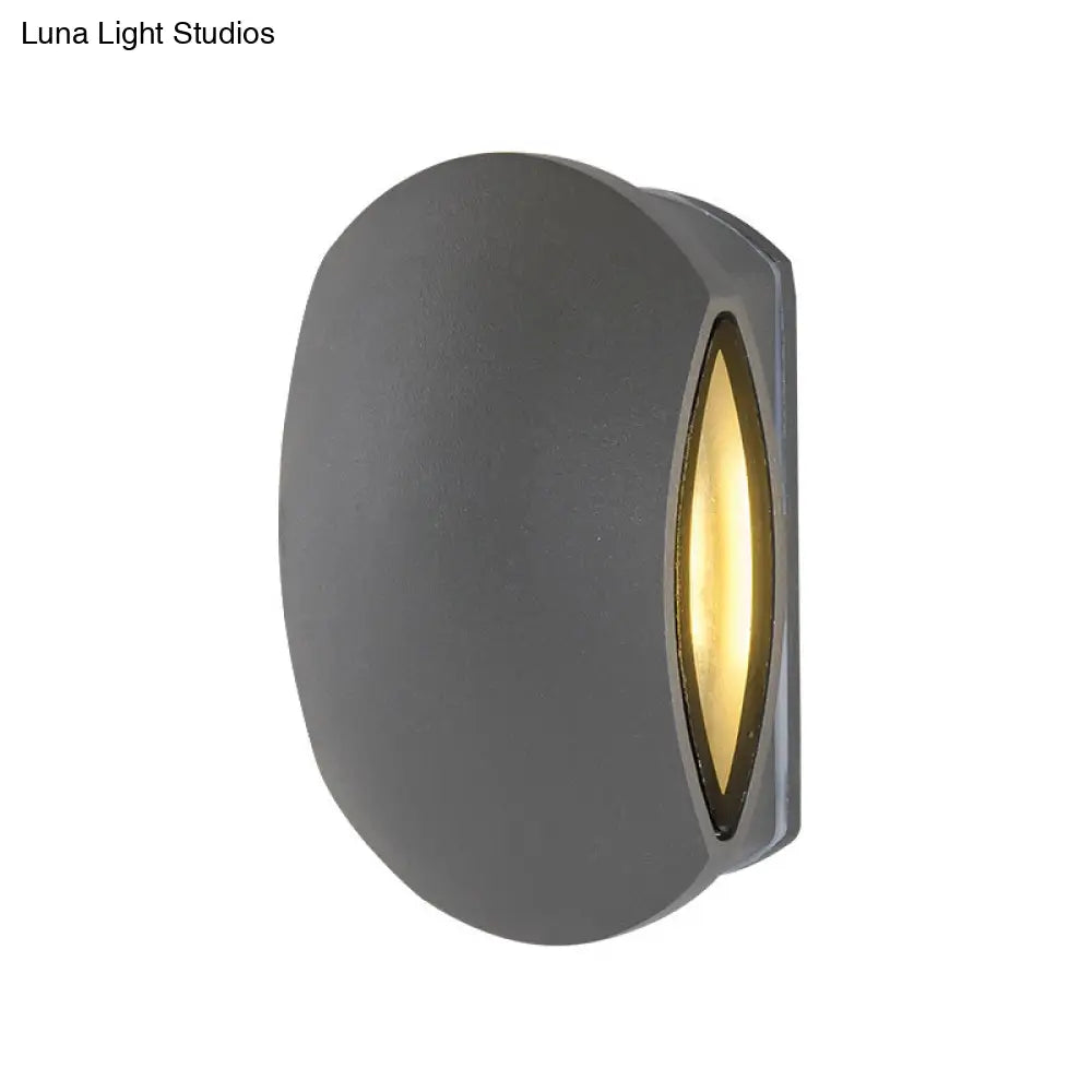 Contemporary Black Outdoor Round Wall Light Sconce - Aluminum Fixture Warm/White
