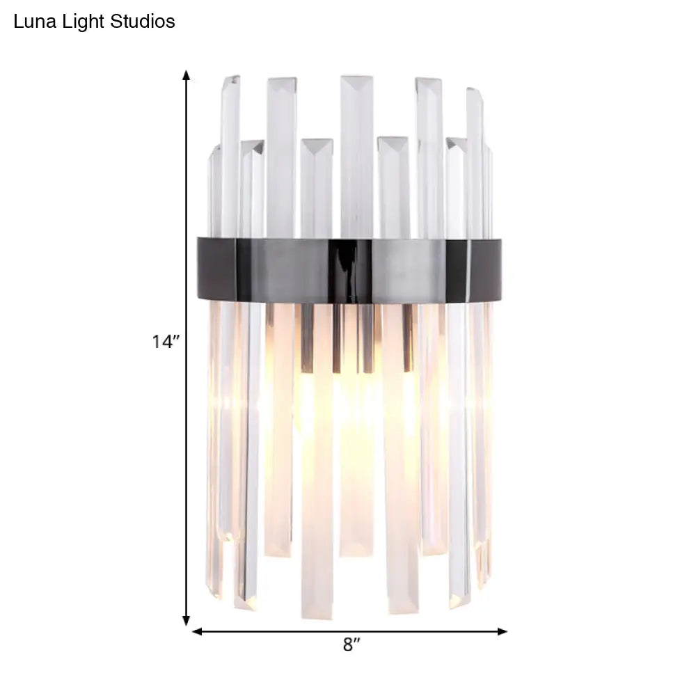 Contemporary Black Wall Sconce With Icicle Crystal For Dining Room Lighting