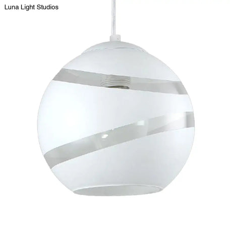 Contemporary Black/White Handblown Glass Pendant Light - Orbit Shade 1