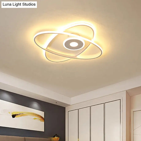 Contemporary Black/White Led Flush Mount Ceiling Light With Oval Frame Acrylic Shade - Warm/White