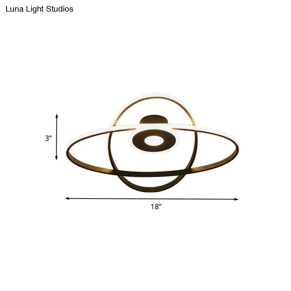 Contemporary Black/White Led Flush Mount Ceiling Light With Oval Frame Acrylic Shade - Warm/White