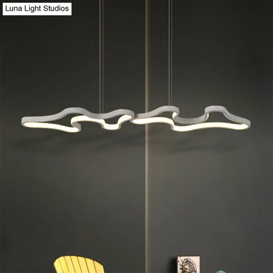 Contemporary Black/White Led Pendant Island Light With Cloud-Like Metal Frame