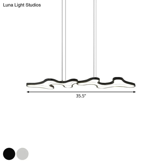 Contemporary Black/White Led Pendant Island Light With Cloud-Like Metal Frame