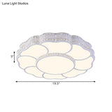 Contemporary Blossom Led Flush Light With Faceted Crystals - 23.5’/19.5’ Wide White