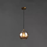 Contemporary Blown Glass Sphere Pendant Lights For Bedrooms Amber / Round