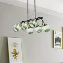 Contemporary Blue Glass Bud Pendant Chandelier With Gradual Dimpled Design