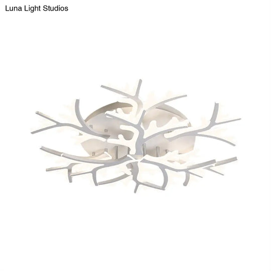 Contemporary Branch Acrylic Flush Light - White Ceiling Mount Fixture With Warm/White/Natural 3/5/9