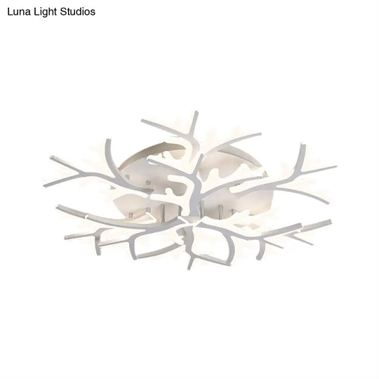 Contemporary Branch Acrylic Flush Light - White Ceiling Mount Fixture With Warm/White/Natural 3/5/9