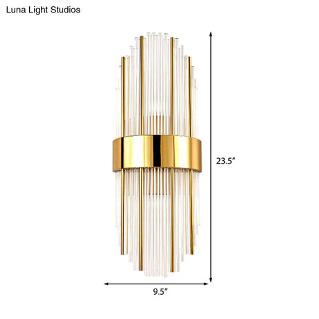 Contemporary Brass Wall Mounted Living Room Light With Clear Crystal Shade