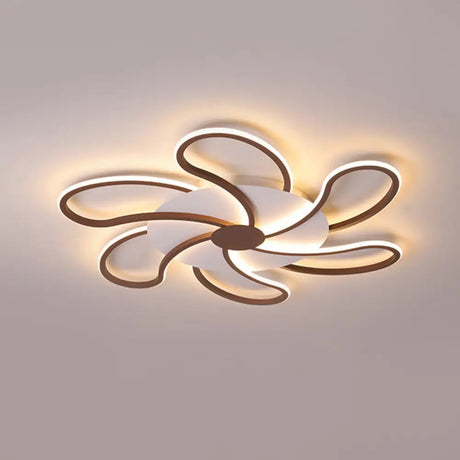 Contemporary Brown Acrylic Flush Light Fixture - Flower Design 5/6/7 Heads Ceiling Mounted