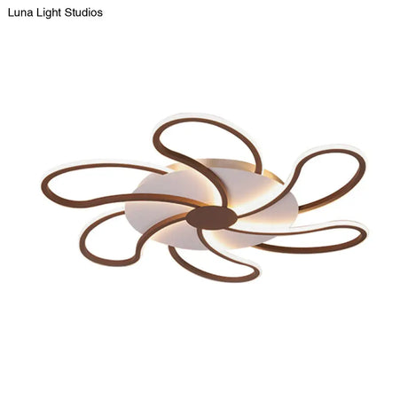 Contemporary Brown Acrylic Flush Light Fixture - Flower Design 5/6/7 Heads Ceiling Mounted