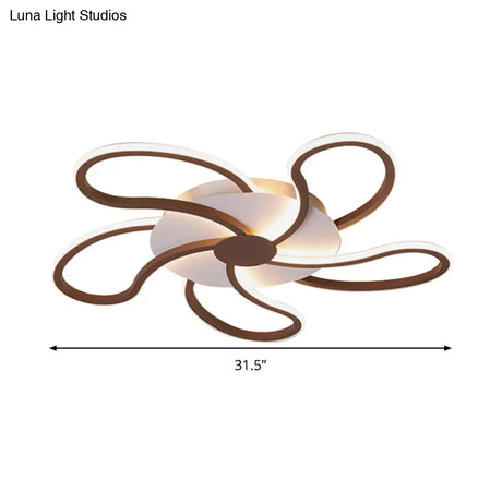 Contemporary Brown Acrylic Flush Light Fixture - Flower Design 5/6/7 Heads Ceiling Mounted