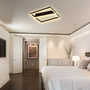 Contemporary Brown Square Led Flush Mount For Indoor Living Rooms Black / Warm