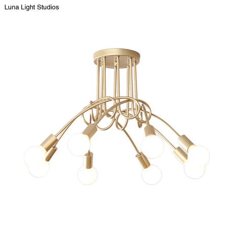 Contemporary Ceiling Light Fixture For Living Room - Spacious Semi Flush Mount With Stylish Metal