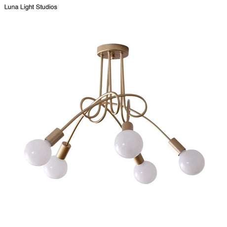 Contemporary Ceiling Light Fixture For Living Room - Spacious Semi Flush Mount With Stylish Metal