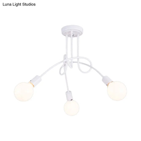 Contemporary Ceiling Light Fixture For Living Room - Spacious Semi Flush Mount With Stylish Metal