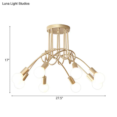 Contemporary Ceiling Light Fixture For Living Room - Spacious Semi Flush Mount With Stylish Metal